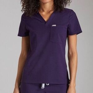 FIGS Catarina One-Pocket Scrub Top Eggplant Dark Purple